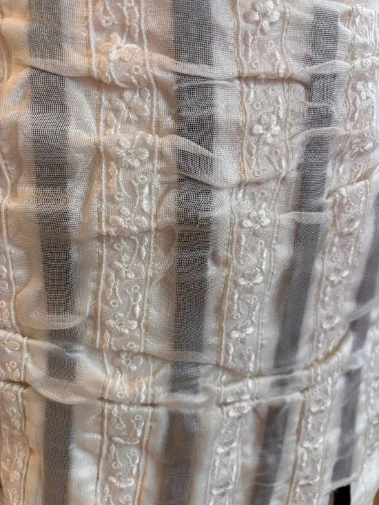 Vintage Albert Nipon Silk & Cotton Embroidered Lace Black and White Piano Key - Picture 4 of 8